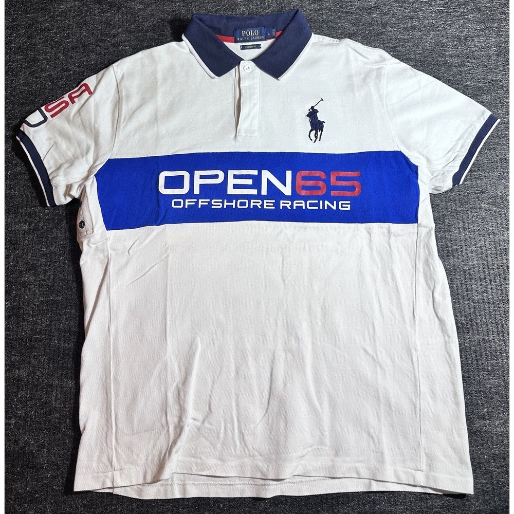 Polo Ralph Lauren Mens L Custom Fit OPEN65 Offshore Racing USA P-15 Polo C53